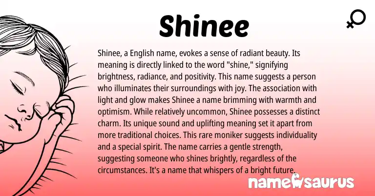 Infographic about Shinee name meaning, Shinee is a name from English origin(s).