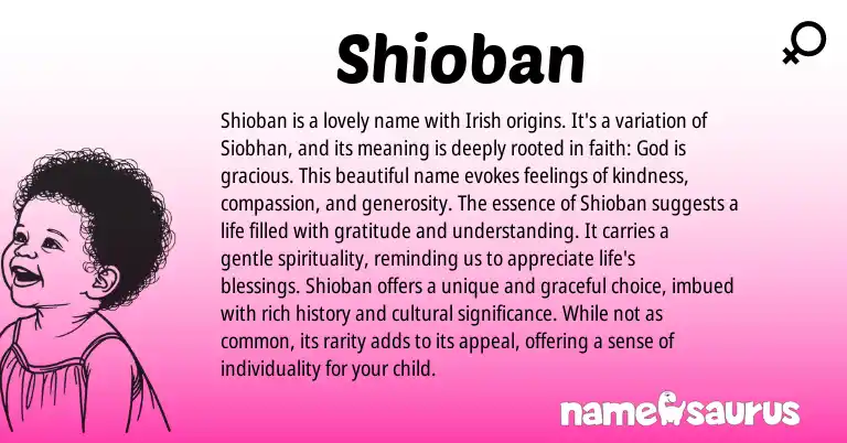 Infographic about Shioban name meaning, Shioban is a name from Irish origin(s).