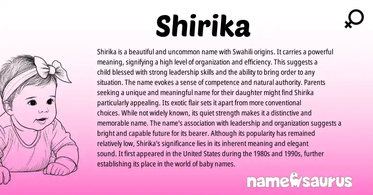 Infographic about Shirika name meaning, Shirika is a name from Swahili origin(s).