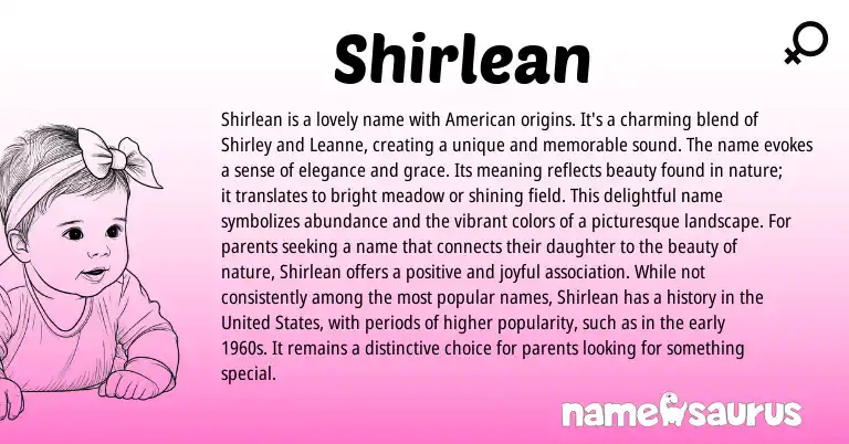Infographic about Shirlean name meaning, Shirlean is a name from American origin(s).