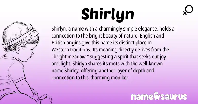Infographic about Shirlyn name meaning, Shirlyn is a name from English, British origin(s).