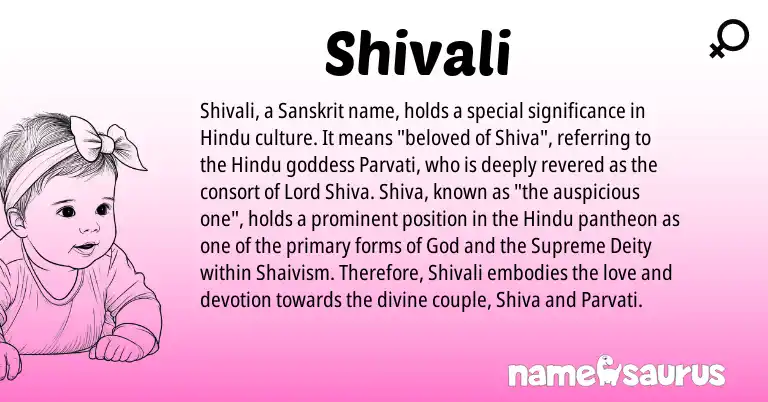 Infographic about Shivali name meaning, Shivali is a name from Sanskrit, Hindu origin(s).
