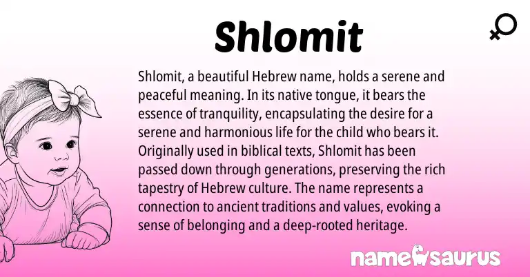 Infographic about Shlomit name meaning, Shlomit is a name from Hebrew origin(s).