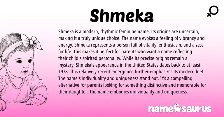 Infographic about Shmeka name meaning, Shmeka is a name from Other origin(s).