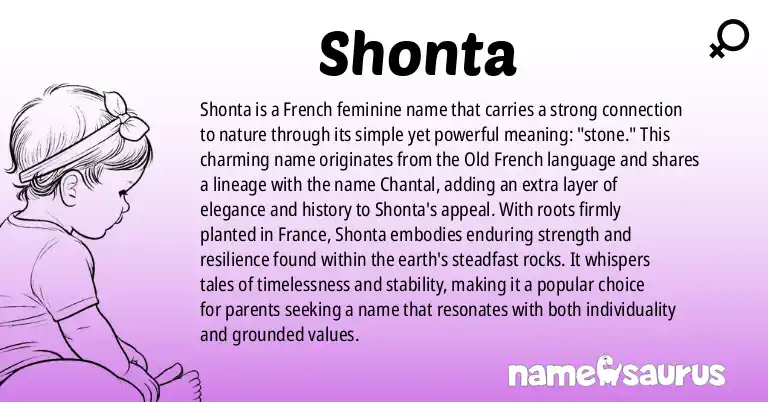 Infographic about Shonta name meaning, Shonta is a name from French origin(s).