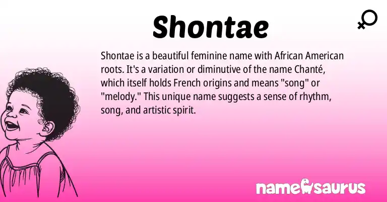 Infographic about Shontae name meaning, Shontae is a name from African American origin(s).