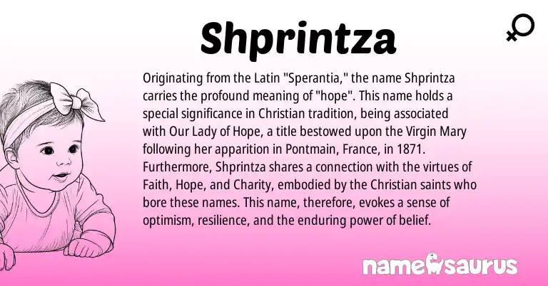 Infographic about Shprintza name meaning, Shprintza is a name from Latin origin(s).