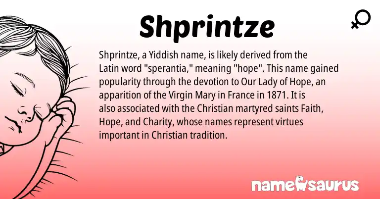 Infographic about Shprintze name meaning, Shprintze is a name from Yiddish, Latin origin(s).