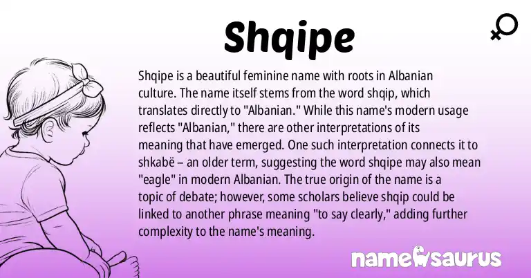 Infographic about Shqipe name meaning, Shqipe is a name from Albanian origin(s).