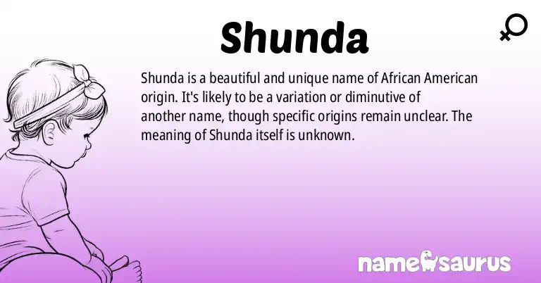 Infographic about Shunda name meaning, Shunda is a name from African American origin(s).