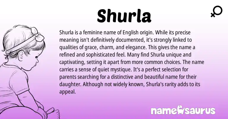 Infographic about Shurla name meaning, Shurla is a name from English origin(s).