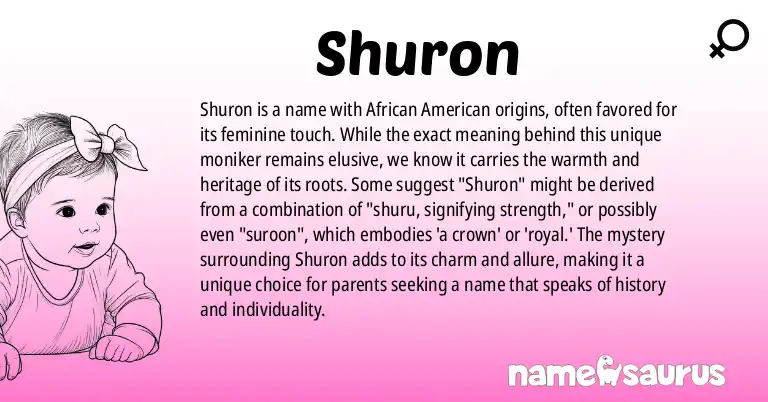 Infographic about Shuron name meaning, Shuron is a name from African American origin(s).