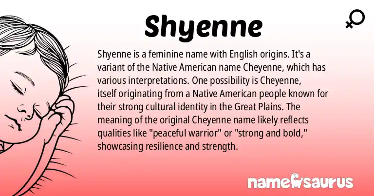 Infographic about Shyenne name meaning, Shyenne is a name from English origin(s).