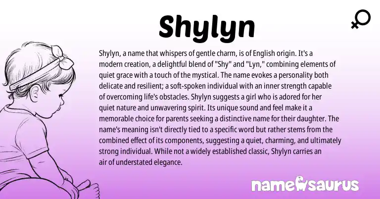 Infographic about Shylyn name meaning, Shylyn is a name from English origin(s).