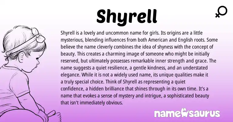 Infographic about Shyrell name meaning, Shyrell is a name from American origin(s).
