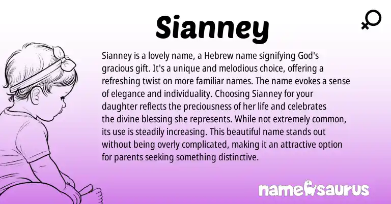 Infographic about Sianney name meaning, Sianney is a name from Hebrew origin(s).