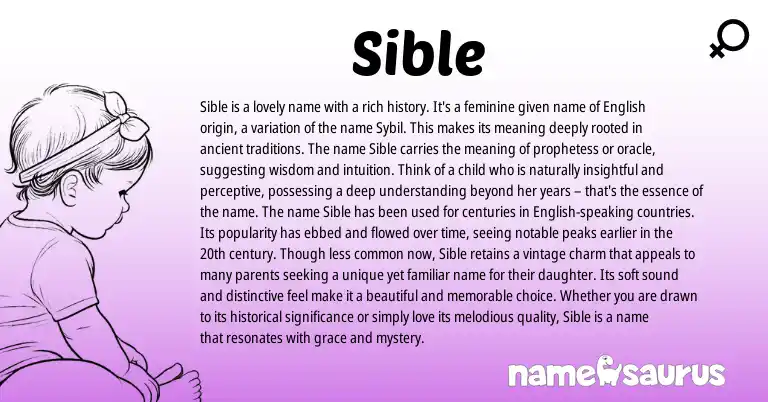 Infographic about Sible name meaning, Sible is a name from English origin(s).