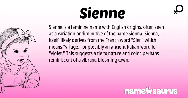 Infographic about Sienne name meaning, Sienne is a name from English origin(s).