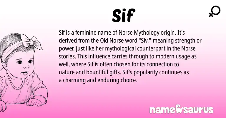 Infographic about Sif name meaning, Sif is a name from Norse Mythology, Danish, Icelandic origin(s).
