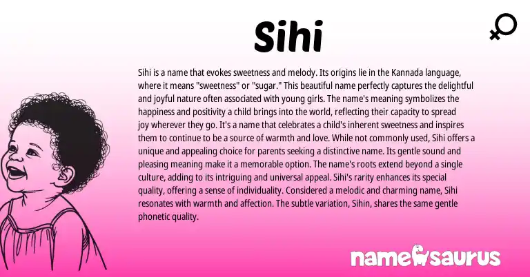 Infographic about Sihi name meaning, Sihi is a name from Kannada, Sanskrit origin(s).