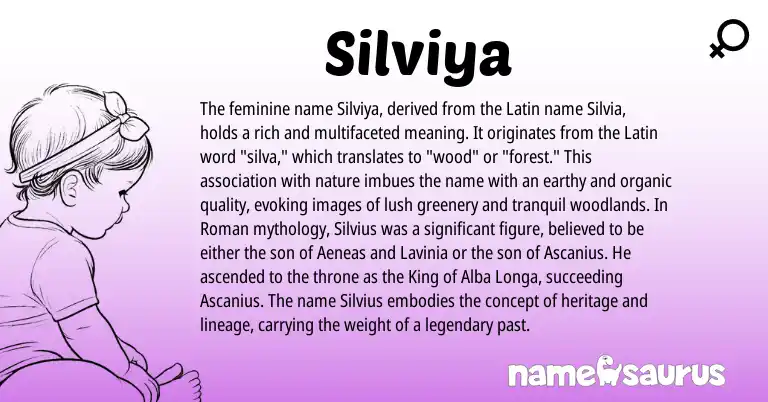Infographic about Silviya name meaning, Silviya is a name from Roman, Latin origin(s).
