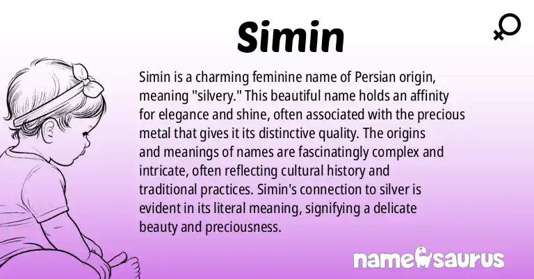 Infographic about Simin name meaning, Simin is a name from Persian origin(s).