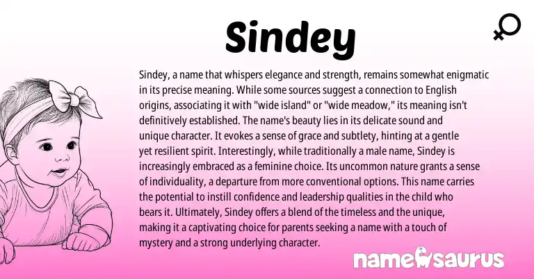 Infographic about Sindey name meaning, Sindey is a name from Other origin(s).