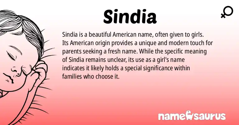 Infographic about Sindia name meaning, Sindia is a name from American origin(s).
