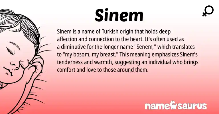 Infographic about Sinem name meaning, Sinem is a name from Turkish origin(s).