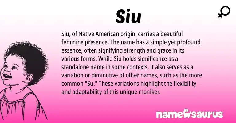 Infographic about Siu name meaning, Siu is a name from Native American origin(s).