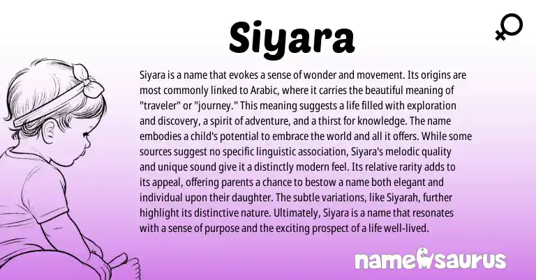 Infographic about Siyara name meaning, Siyara is a name from Arabic origin(s).