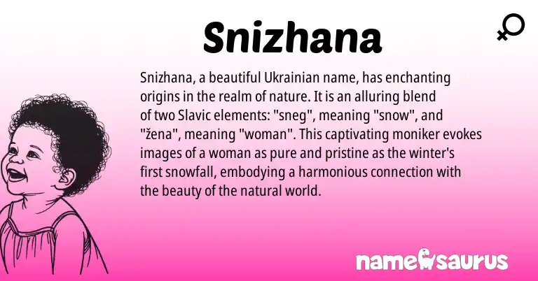 Infographic about Snizhana name meaning, Snizhana is a name from Ukrainian, Slavic origin(s).