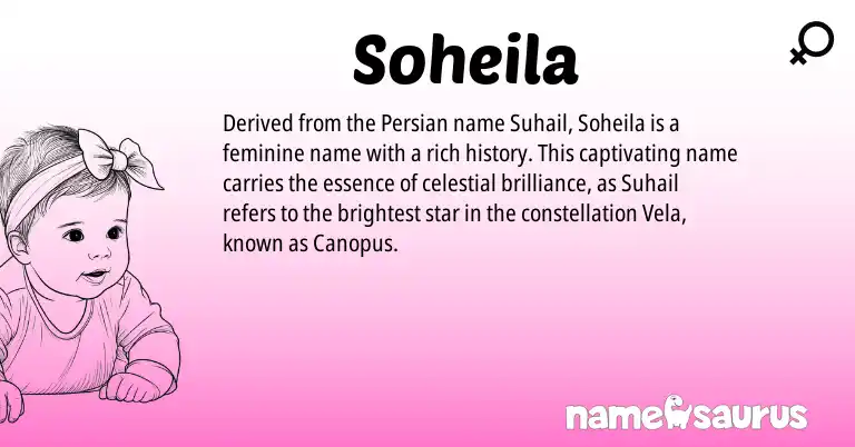Infographic about Soheila name meaning, Soheila is a name from Persian origin(s).