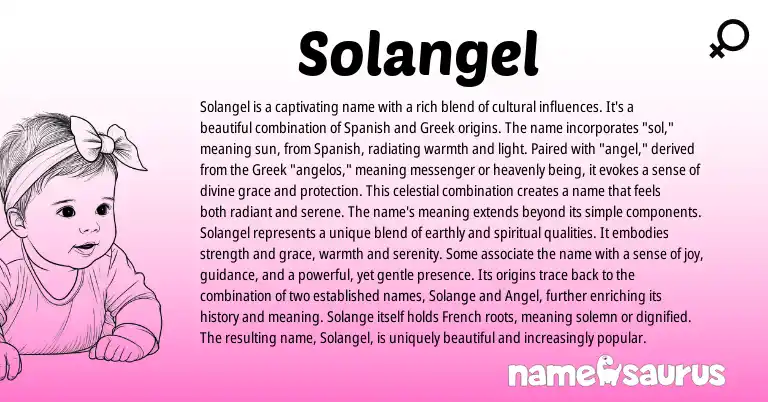 Infographic about Solangel name meaning, Solangel is a name from Spanish origin(s).