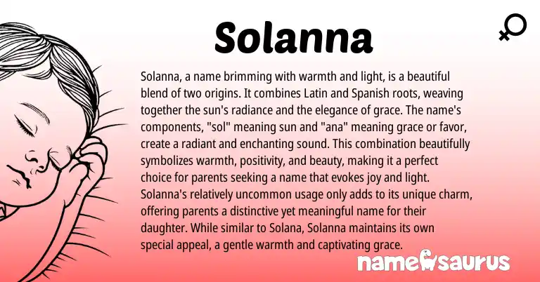 Infographic about Solanna name meaning, Solanna is a name from Other origin(s).