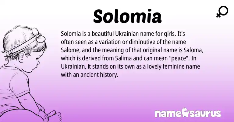 Infographic about Solomia name meaning, Solomia is a name from Ukrainian origin(s).