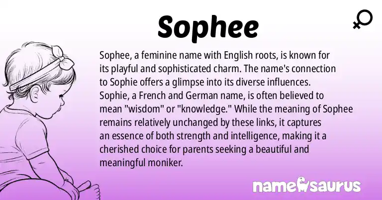 Infographic about Sophee name meaning, Sophee is a name from English origin(s).