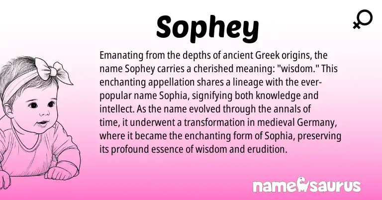 Infographic about Sophey name meaning, Sophey is a name from Greek origin(s).