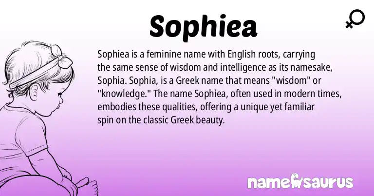 Infographic about Sophiea name meaning, Sophiea is a name from English origin(s).