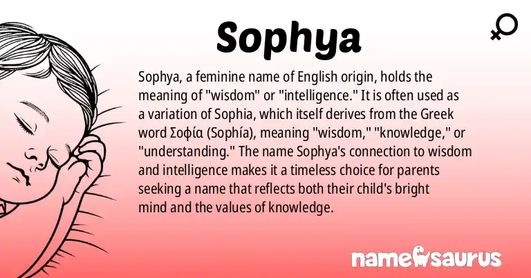 Infographic about Sophya name meaning, Sophya is a name from English origin(s).