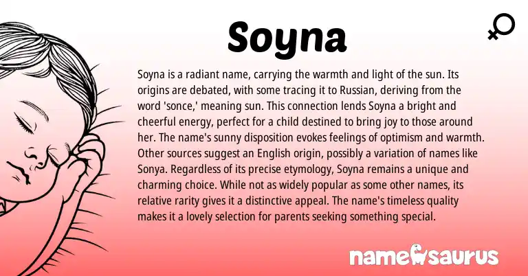 Infographic about Soyna name meaning, Soyna is a name from Russian origin(s).