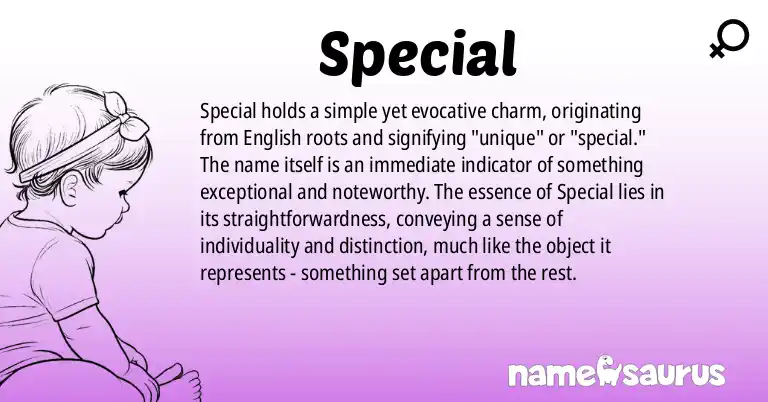 Infographic about Special name meaning, Special is a name from English (African) origin(s).