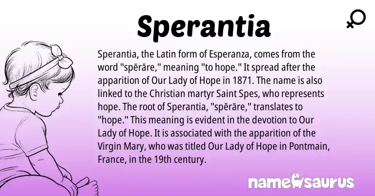 Infographic about Sperantia name meaning, Sperantia is a name from Latin origin(s).