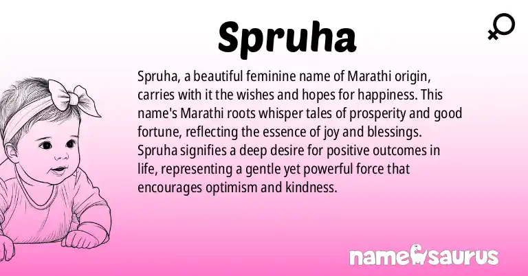 Infographic about Spruha name meaning, Spruha is a name from Marathi origin(s).