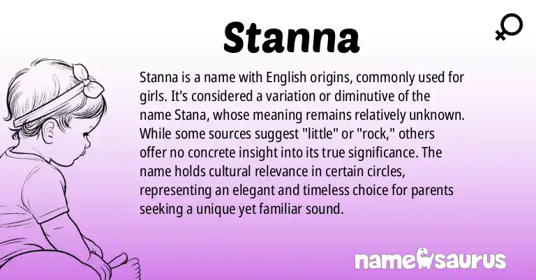 Infographic about Stanna name meaning, Stanna is a name from English origin(s).