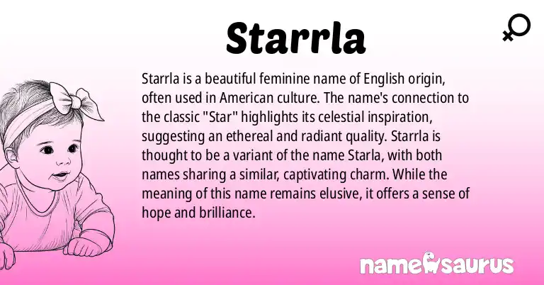 Infographic about Starrla name meaning, Starrla is a name from English (American) origin(s).