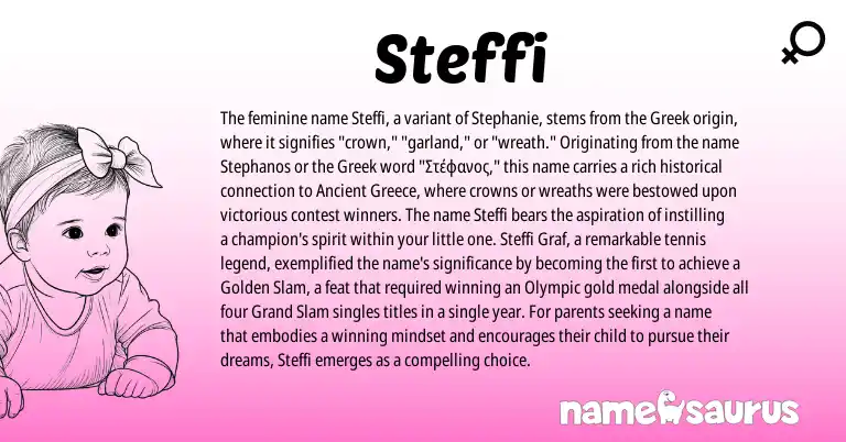 Infographic about Steffi name meaning, Steffi is a name from Greece, Greek origin(s).