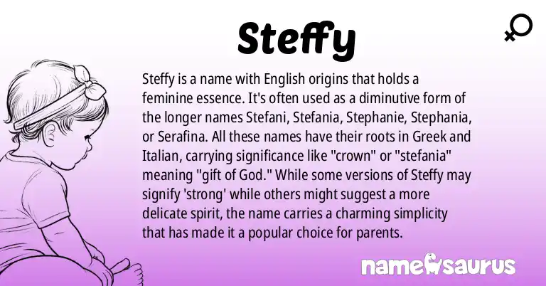 Infographic about Steffy name meaning, Steffy is a name from English origin(s).
