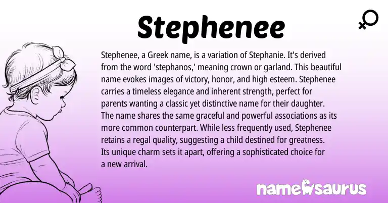 Infographic about Stephenee name meaning, Stephenee is a name from English, Greek origin(s).