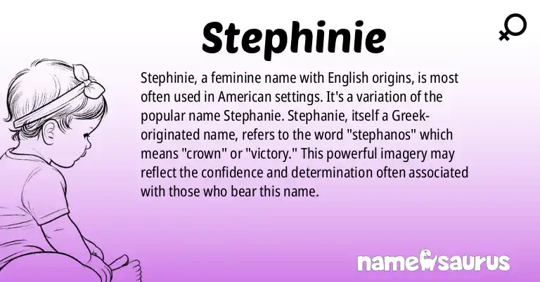 Infographic about Stephinie name meaning, Stephinie is a name from English (American) origin(s).